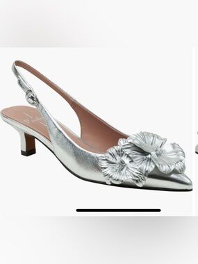 Paolo Silver Floral Slingback Heel